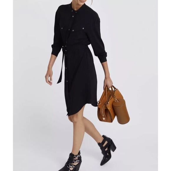 Rebecca Minkoff Dresses & Skirts - Rebecca Minkoff Callie Black Button Down Shirt Dress Small Pockets No Belt